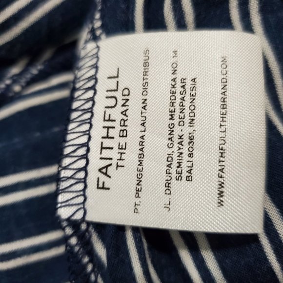 Faithfull the Brand Carioca Navy Blue Striped Wrap Dress Sz 6 - Picture 9 of 10